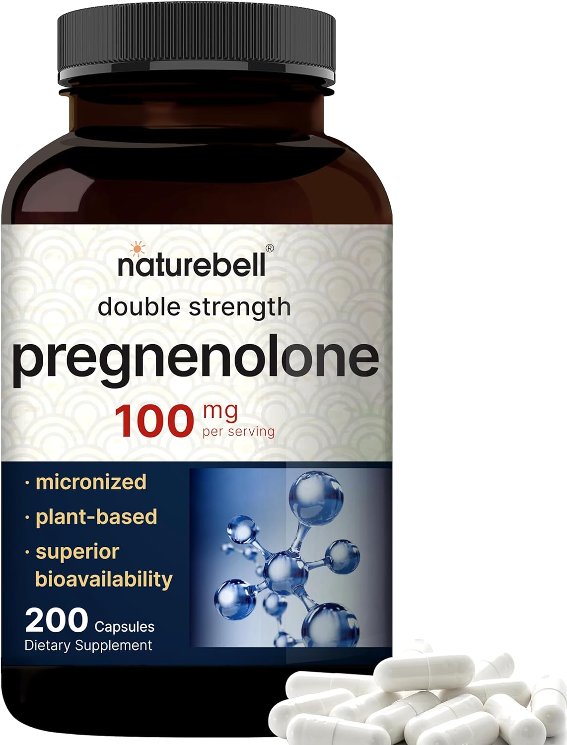 Pregnenolone 100mg, 200 Capsules | 99%+ Purity, Micronized Grade for H