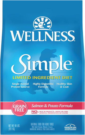 Wellness Simple Limited Ingredient Grain-Free Salmon And Potato Recipe Dry Dog Food, 40- Pound Bag