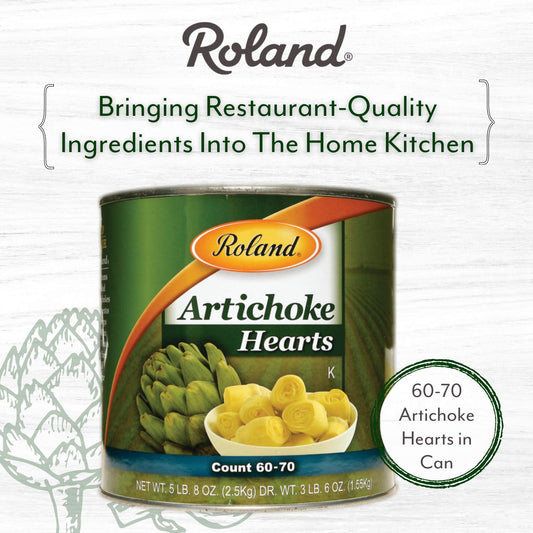 Roland Foods Whole Extra Small Artichoke Hearts, 60-70 Count, 5 Lb 8 Oz(2.5 Kg) Can