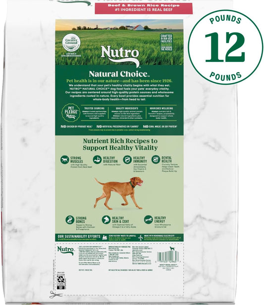 Nutro Natural Choice Adult Dry Dog Food, Beef And Brown Rice Recipe, 12 Lbs