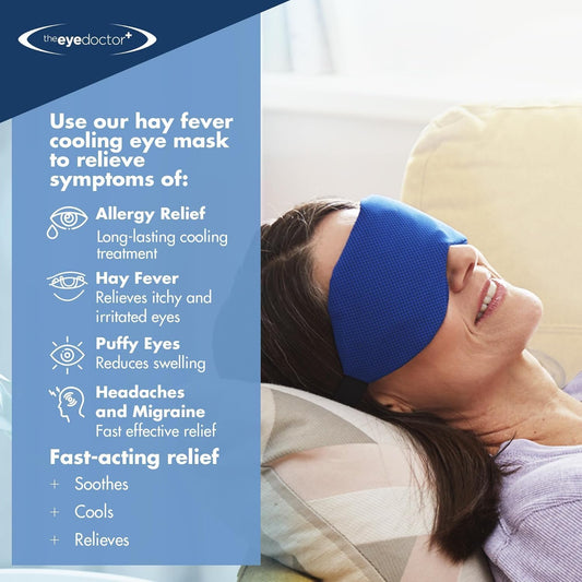 The Eye Doctor Allergy Relief Pack - Reusable Cold Eye Compress & 40X Single Use Eye Wipes For Allergy & Hayfever - Cooling Soothing Therapy, Blue