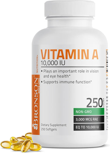 Bronson Vitamin A 10,000 Iu Premium Non-Gmo Formula Supports Healthy Vision & Immune System And Healthy Growth & Reproduction, 250 Softgels