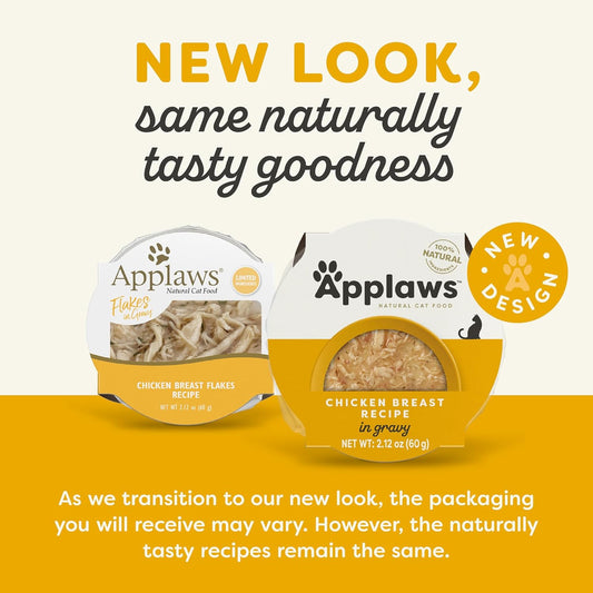 Applaws Natural Wet Cat Food In Gravy, Limited Ingredient Cat Food Cups, Grain-Free, Cat Food Pots, No Artificials, 100% Natural Ingredient Cat Food, Chicken Breast In Gravy (10 X 2.12 Oz Cups)