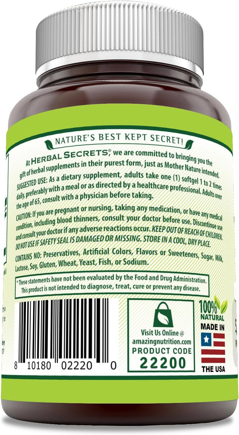 Herbal Secrets Garlic Supplement | 5000 Mg Per Serving | 120 Softgels | Non-GMO | Gluten Free | Made in USA : Health & Household