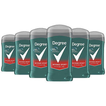 Degree Men Original Aluminum Free Deodorant for Men, 48-Hour Odor Protection, Intense Sport, 3 Ounce (Pack of 6)