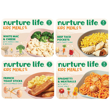 Nurture Life Kids Meals, Healthy Toddler & Kid Favorites, White Mac & Cheese And Beef Taco Pockets, Organic Focus, Baby Snack, Baby Food, Ready To Eat Snack, Toddlers Meal Set, 4-Meal Variety Pack