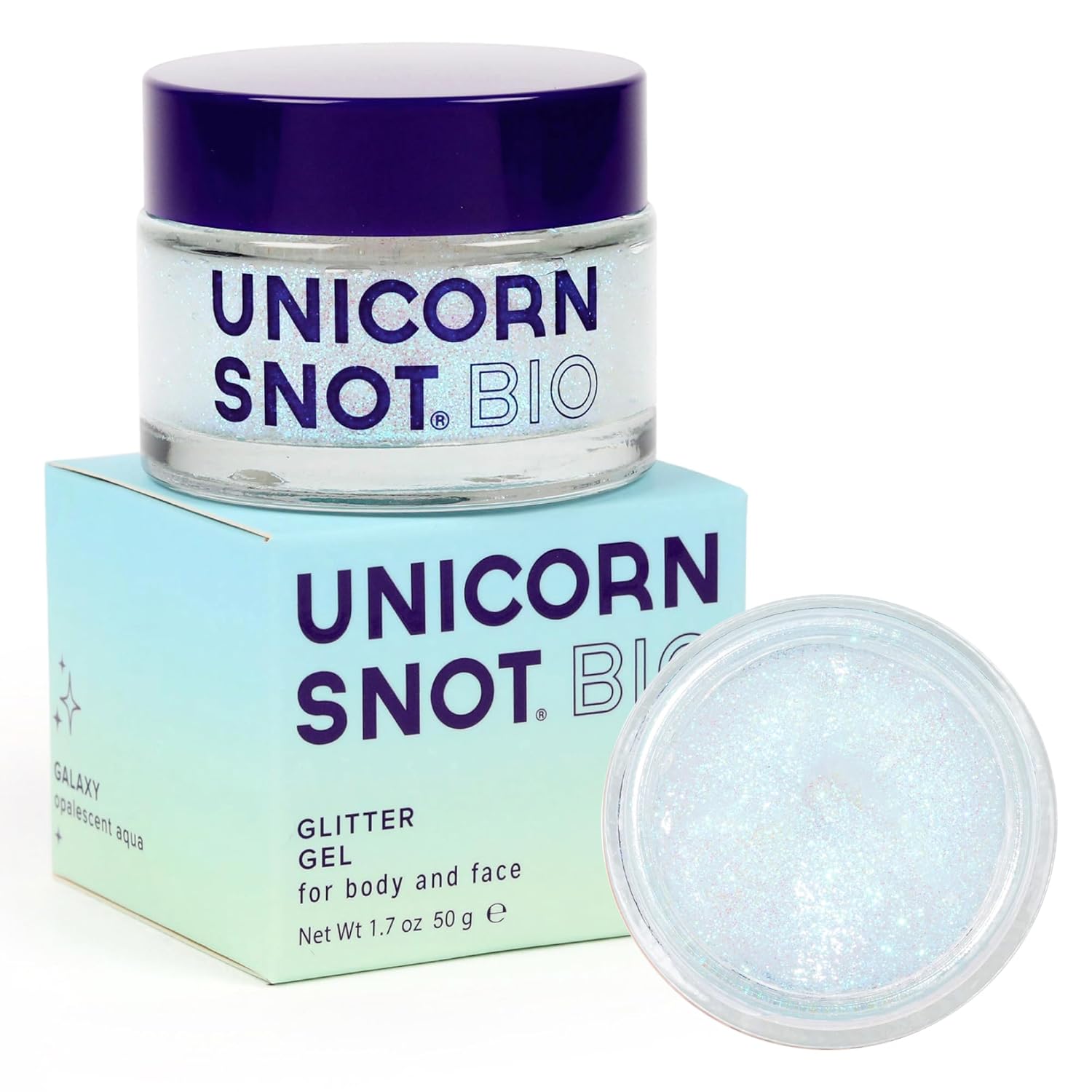 Unicorn Snot Face & Body Bio Glitter - Cosmetic-Grade Holographic Glitter Gel - Plant-Based Glitter Makeup For Festivals, Raves, Anime Cosplay - Safe For Face, Easy Application & Removal (Galaxy)