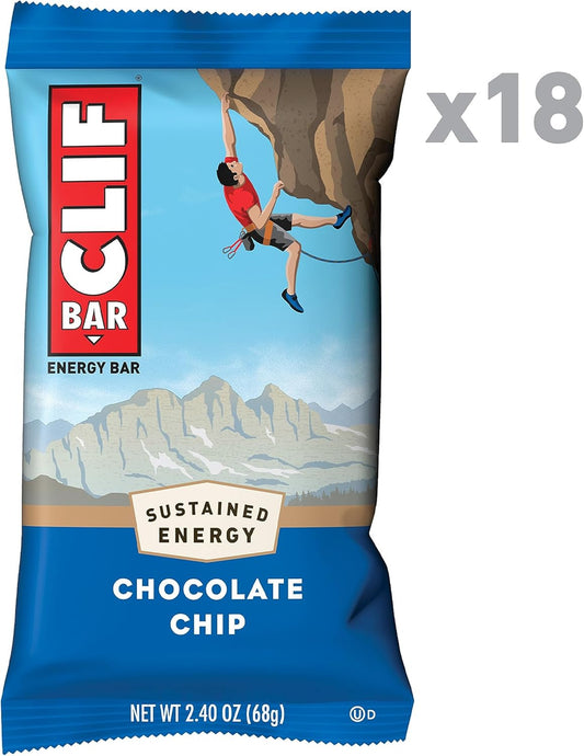 Clif Bar - Chocolate Chip - Made With Organic Oats - 10G Protein - Non-Gmo - Plant Based - Energy Bars - 2.4 Oz.18 Count (Pack Of 1)