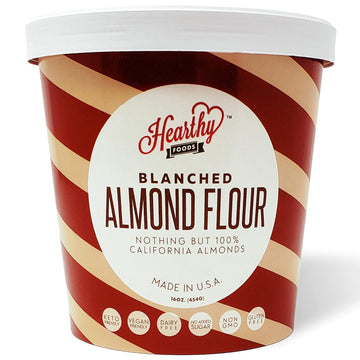 Hearthy Foods Almond Flour Organic Gluten-Free, Almond Meal, Fine Almond Powder, Keto Flour 16Oz