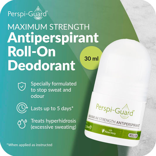 Perspi-Guard Maximum Strength Antiperspirant Roll-On, Strong Deodorant For Excessive Sweating & Hyperhidrosis Treatment, Lasts Up To 5 Days - Unscented (30Ml) - Triple Pack
