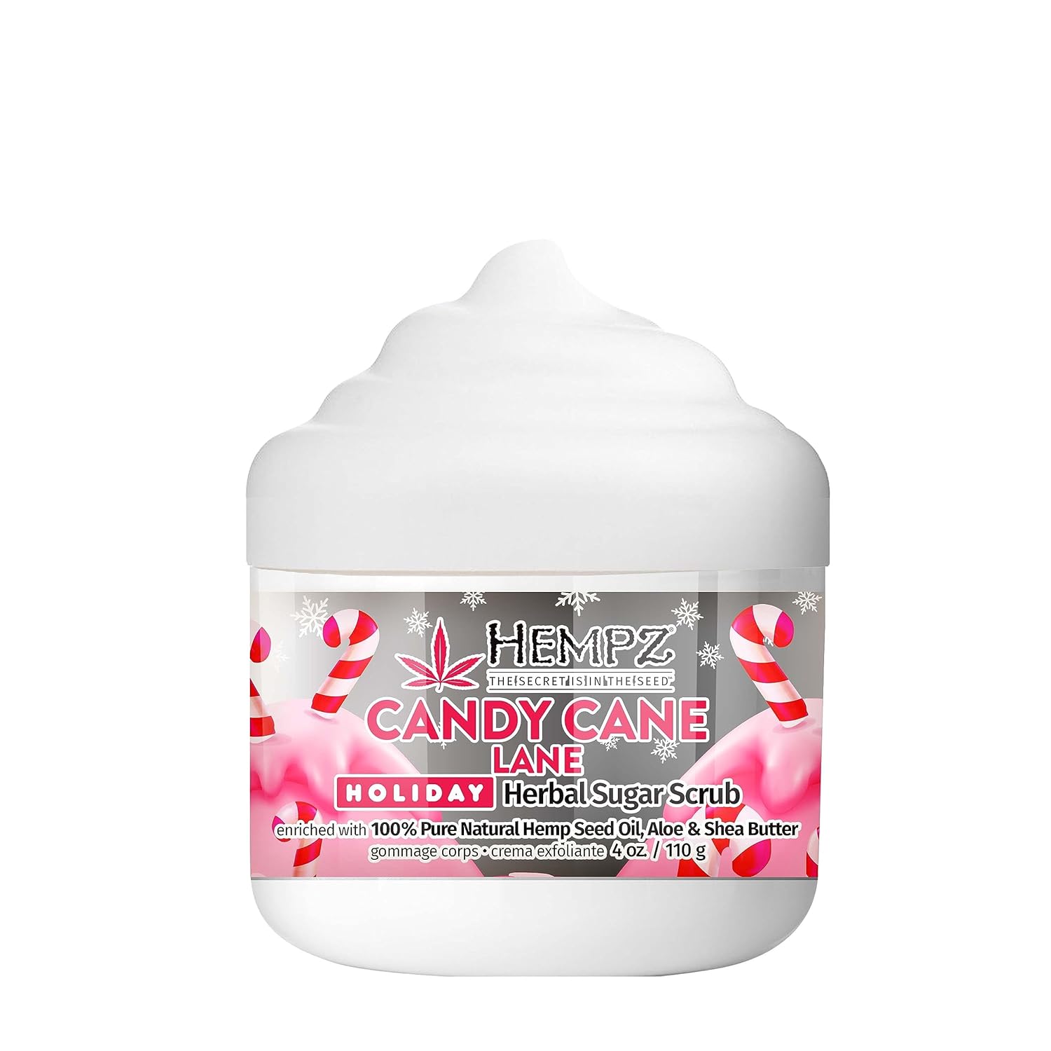 Hempz Limited Edition Candy Cane Lane Exfoliating Body Scrub (4 Oz) – Yummy Holiday Scented Sugar Body Scrub For Shower & Bath, Cozy Candy Cane Scented Sugar Scrub Exfoliant For Women & Men