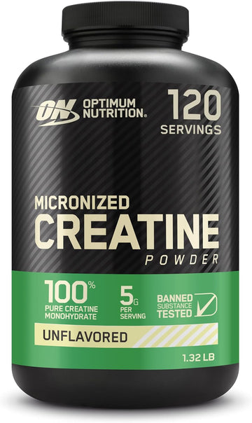 Optimum Nutrition Micronized Creatine Monohydrate Powder, Unflavored, Keto Friendly, 120 Servings (Packaging May Vary)