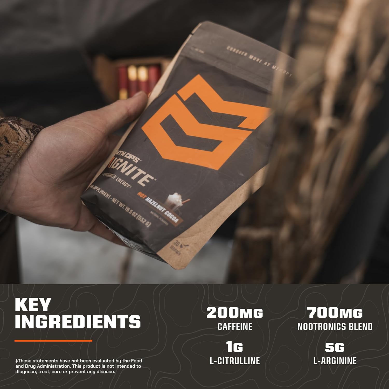 Mtn Ops Hot Ignite Instant Coffee Nootropic & L-Arginine L-Citrulline For Cognitive Clarity, Mental Focus & Nitric-Oxide Boost | 200Mg Caffeine Per Serving, 30 Servings | Salted Caramel : Grocery & Gourmet Food