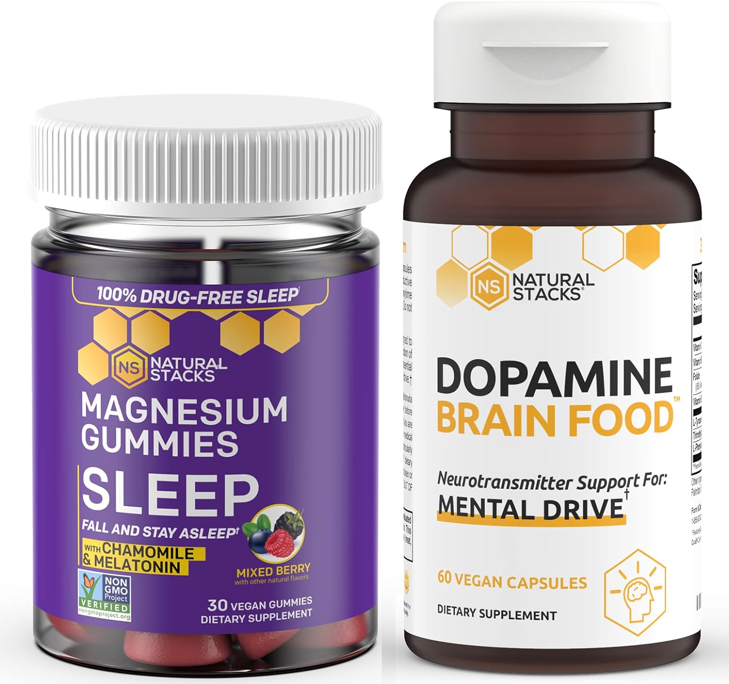 Natural Stacks Magnesium Citrate Gummies 30Ct With Dopamine Focus And Memory 60Ct Supplements
