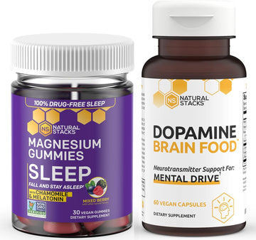 Natural Stacks Magnesium Citrate Gummies 30Ct With Dopamine Focus And Memory 60Ct Supplements