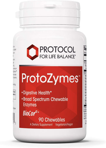 Protocol Protozymes - Digestive Enzymes for Nutrient Breakdown* - Support Digestive Health* - Aid Lactose Breakdown* - Vegan & Kosher - 90 Chewables