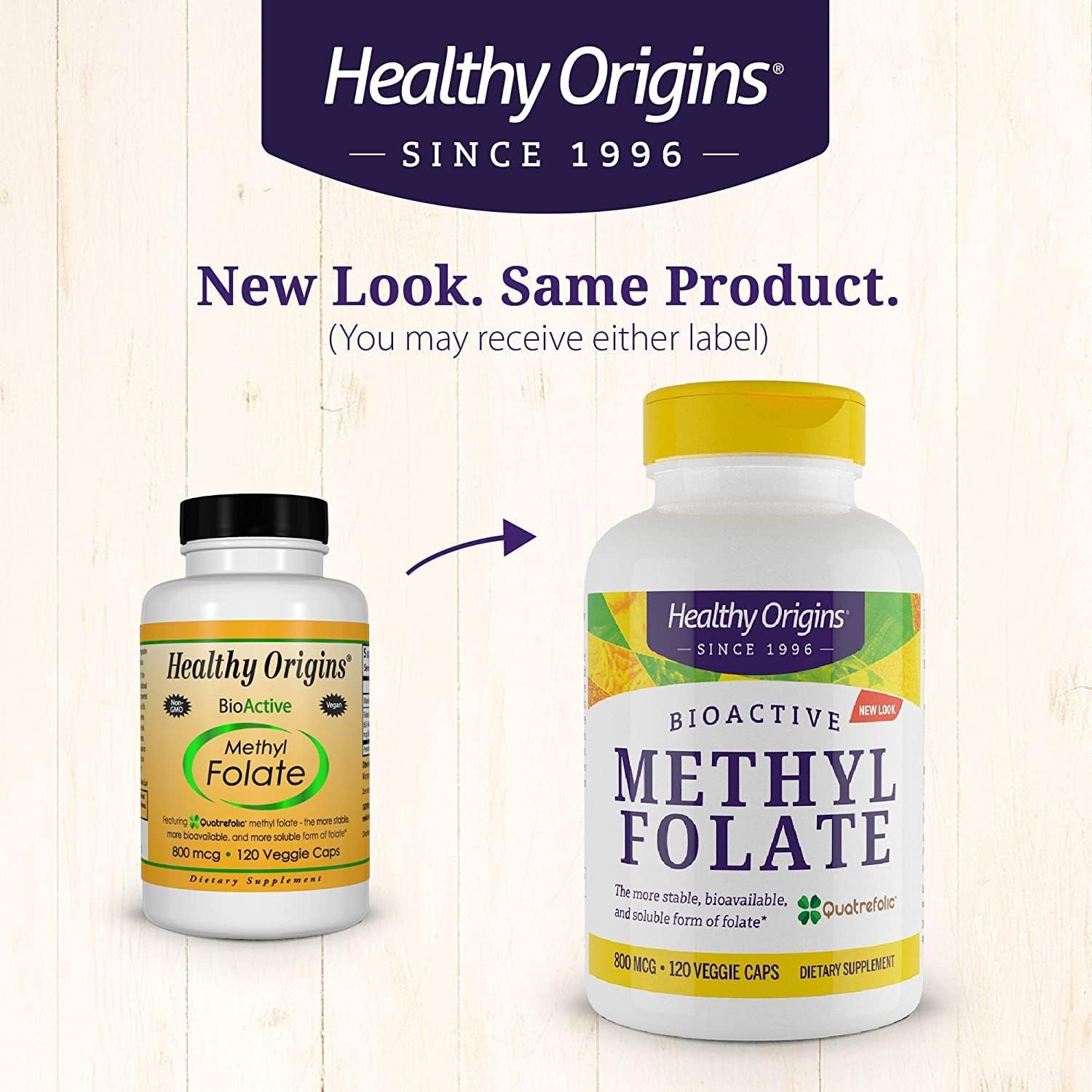 Healthy Origins Methyl Folate (Featuring Quatrefolic), 800 mcg - Replacement for Folic Acid - Bioavailable Folate Supplement - Vegan, Non-GMO, Gluten-Free Supplement - 120 Veggie Capsules
