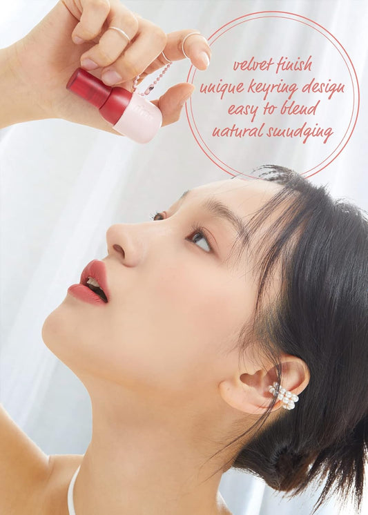 I'M Meme Color Key Ring Velvet Lip Tint - 03 Baked Brick | Long Lasting Lip Stain, Matte Finish, Smooth Texture, Kbeauty, Cute Korean Makeup, Compact, Portable Keychain, Travel-Friendly, Gift, 2.8G