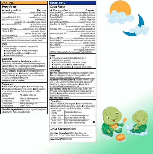 Hyland'S Baby Mucus And Cold Relief, Day & Night Value Pack, Infant And Baby Cold Medicine, Decongestant And Cough Relief, 8 Fl Oz
