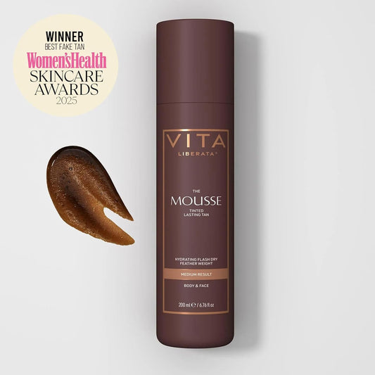 Vita Liberata, Tinted Tanning Mousse Dark 200Ml & Mitt Bundle, Fast Drying Formula, Tinted For Even & Streak-Free Application, Natural And Organic Ingredients, Tanning Mitt For Flawless Application