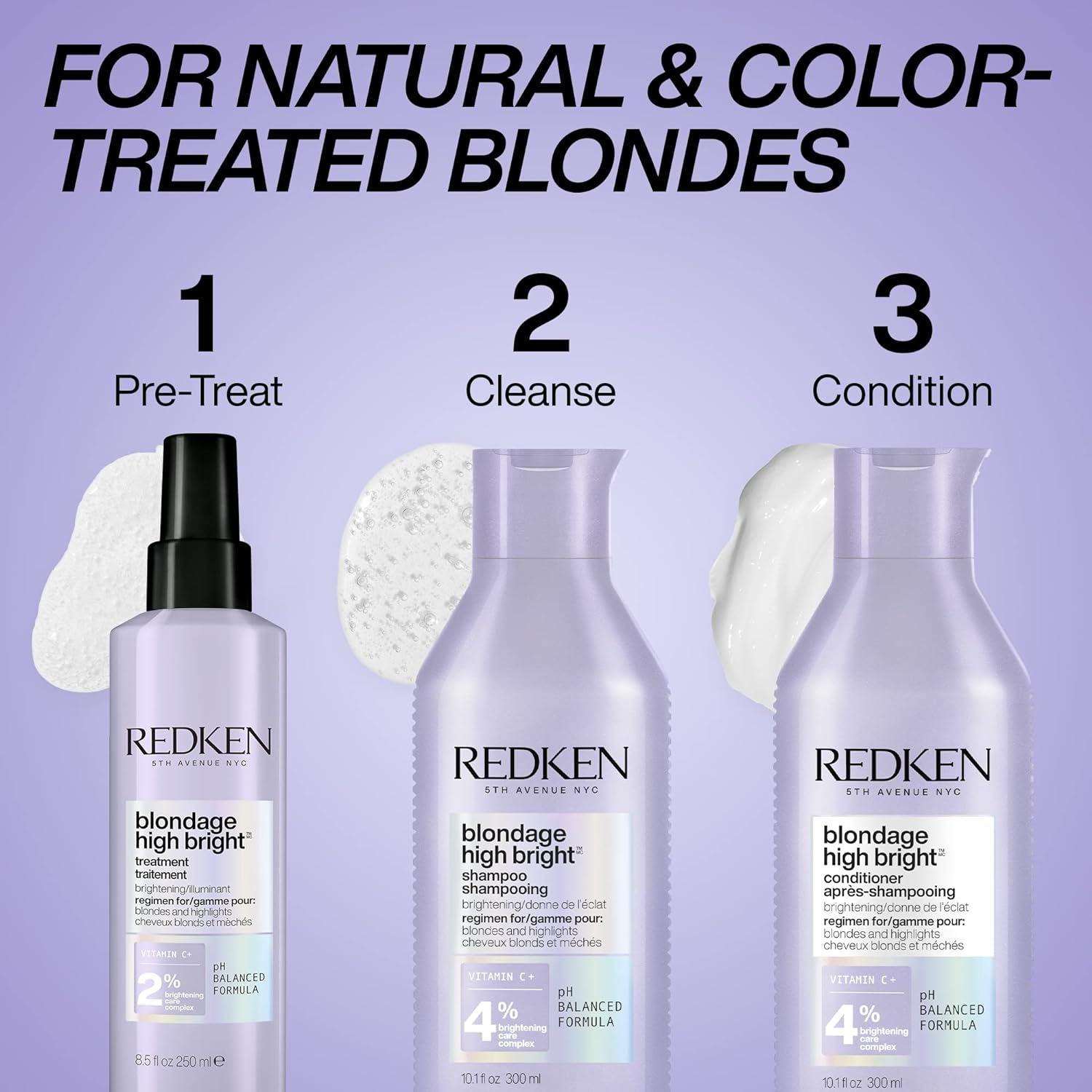 Redken Blondage High Bright Conditioner | Brightens and Lightens Color-Treated and Natural Blonde Hair Instantly | Infused with Vitamin C | 10.1 Fl Oz : Beauty & Personal Care