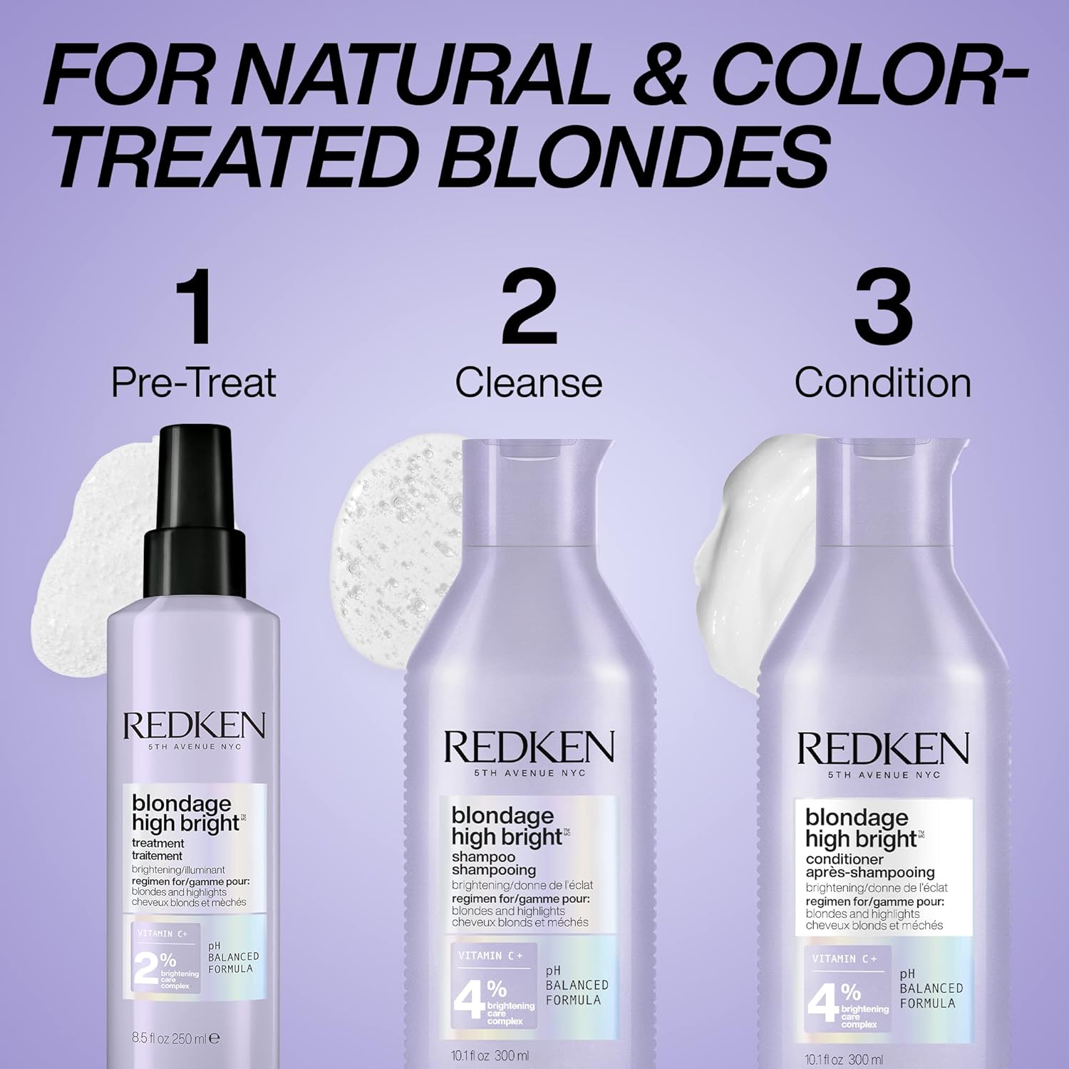 Redken Blondage High Bright Pre Treatment | Brightens and Lightens Color-Treated and Natural Blonde Hair Instantly | Infused with Vitamin C : Beauty & Personal Care