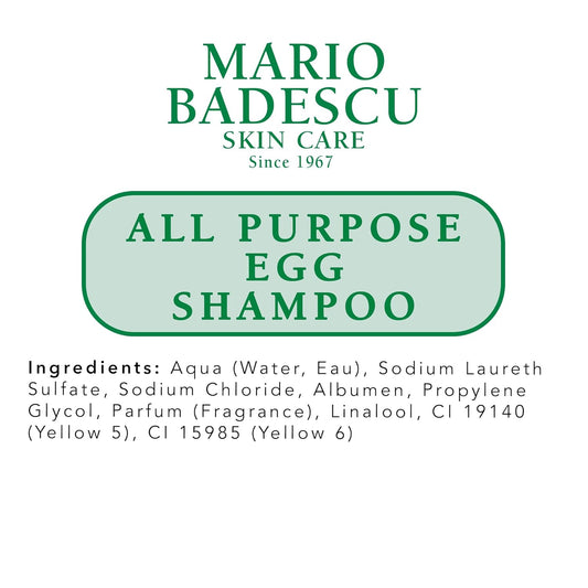 Mario Badescu All Purpose Egg Shampoo For All Hair And Skin Types | Shampoo And Body Wash That Cleanses And Nourishes |Formulated With Egg White Proteins