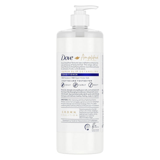 Dove Amplified Textures Deep Moisture Detangling Conditioner For Coils, Curls, And Waves Coconut Milk Hair Moisture Amplifying Hair Care Blend 32.3 Oz