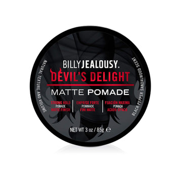 Billy Jealousy Devil'S Delight Matte Pomade For Men Adds Volume And Definition, Strong Hold Water-Based Formula With Black Pepper Sandalwood Scent, 3 Oz