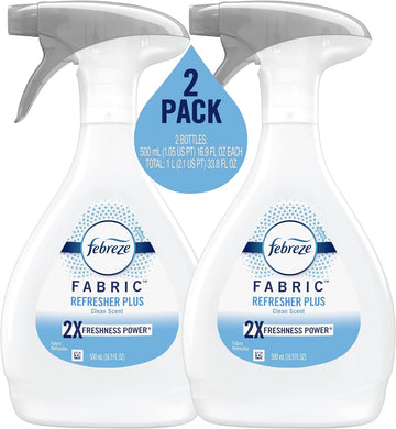 Febreze Fabric Spray, Odor Fighter for Strong Odor, Refresher Spray PLUS with Clean Scent, 16.9 oz (2 Count)