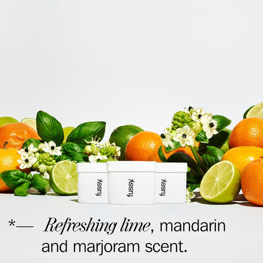 Fussy - Natural Refillable Deodorant - Aluminium Free - 24 Hour Protection - Lime Scent (3 X 40G) & Mint Green Case - Lime, Basil & Mandarin - Vegan & Cruelty Free - 100% Natural & Effective
