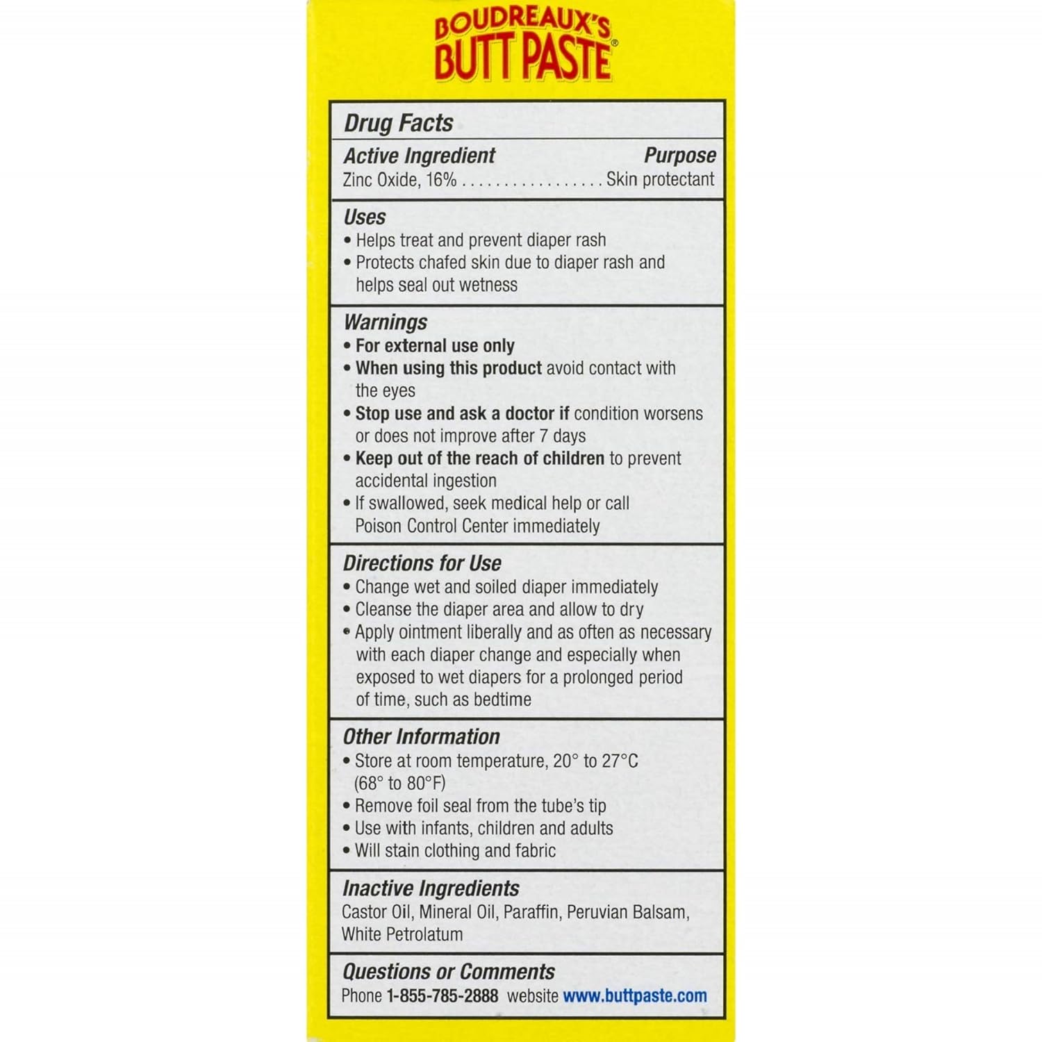 Boudreaux'S Butt Paste Diaper Rash Ointment | Original Formula | 2-Ounces Tube | 1-Unit
