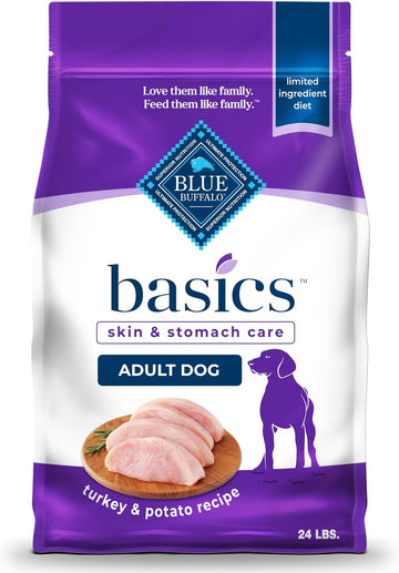 Blue Buffalo Basics Adult Dry Dog Food, Skin & Stomach Care, Limited Ingredient Diet For Dogs, Turkey Recipe, 24-Lb. Bag