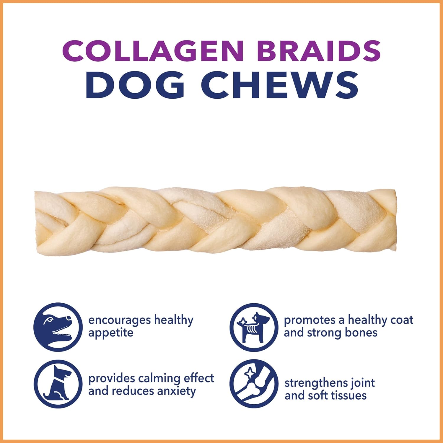 Pet Factory CareChewz Collagen 6-7" Skinny Braided Sticks Dog Chew Treats - Natural Flavor, 15 Count/1 Pack : Pet Supplies