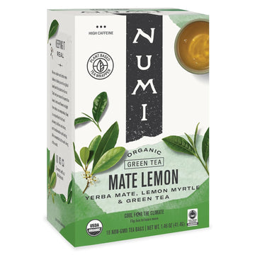 Numi Organic Maté Lemon Tea, 18 Tea Bags, Yerba Mate With Green Tea & Lemon Myrtle, Caffeinated (Packaging May Vary)