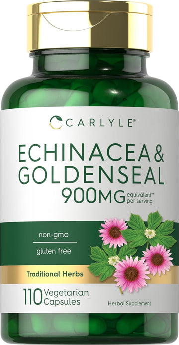 Carlyle Echinacea Goldenseal Capsules 900Mg | 110 Count | Vegetarian, Non-Gmo, Gluten Free