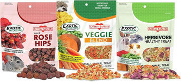 Exotic Nutrition Herbivore Treats (3 Pack) - For Guinea Pigs, Rabbits, Hamsters, Gerbils & More