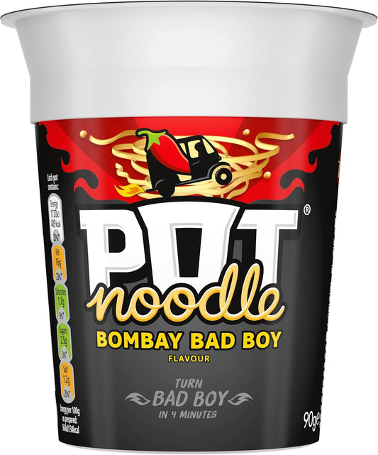 Pot Noodle Bombay Bad Boy Standard Pot Instant Vegan* Snack Quick To Make Noodles 12X 90 G