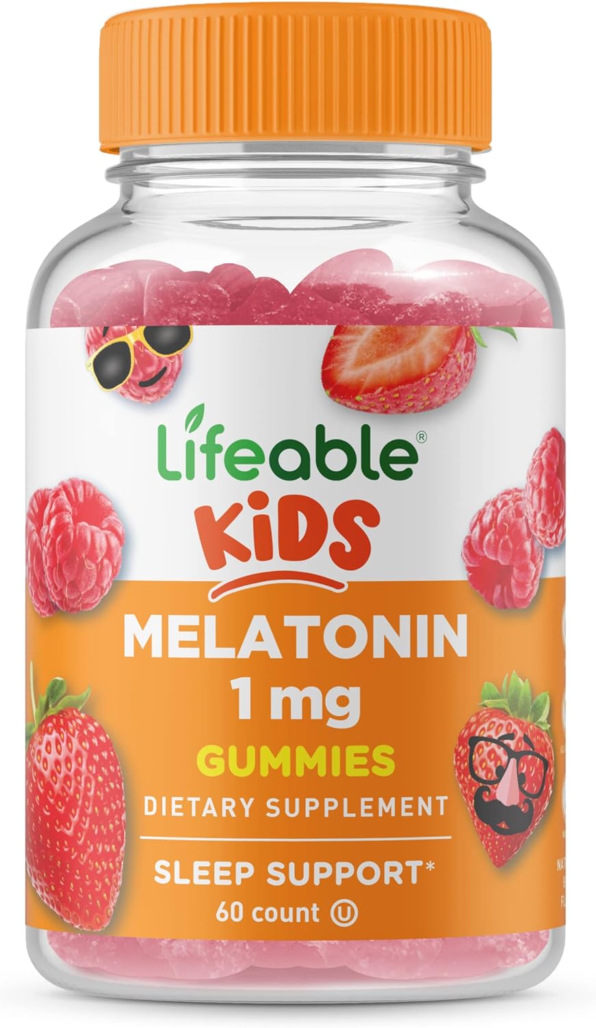 Lifeable Melatonin 1mg - Great Tasting Natural Flavor Gummy Supplement - Gluten Free Vegetarian GMO-Free Chewable - for Help Falling Asleep and Staying Sleep - for Kids, Teen and Toddler - 60 Gummies