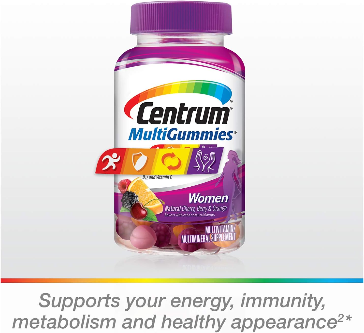 Centrum MultiGummies Gummy Multivitamin For Women 50 Plus, With Vitamin D3, B6 And B12, Multivitamin/Multimineral Supplement - 90 Count