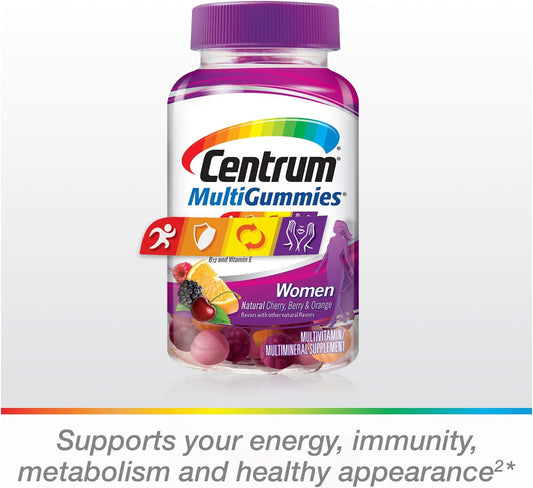 Centrum MultiGummies Gummy Multivitamin For Women 50 Plus, With Vitamin D3, B6 And B12, Multivitamin/Multimineral Supplement - 90 Count