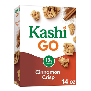 Kashi GO Cold Breakfast Cereal, Vegan Protein, Fiber Cereal, Cinnamon Crisp, 14oz Box (1 Box)