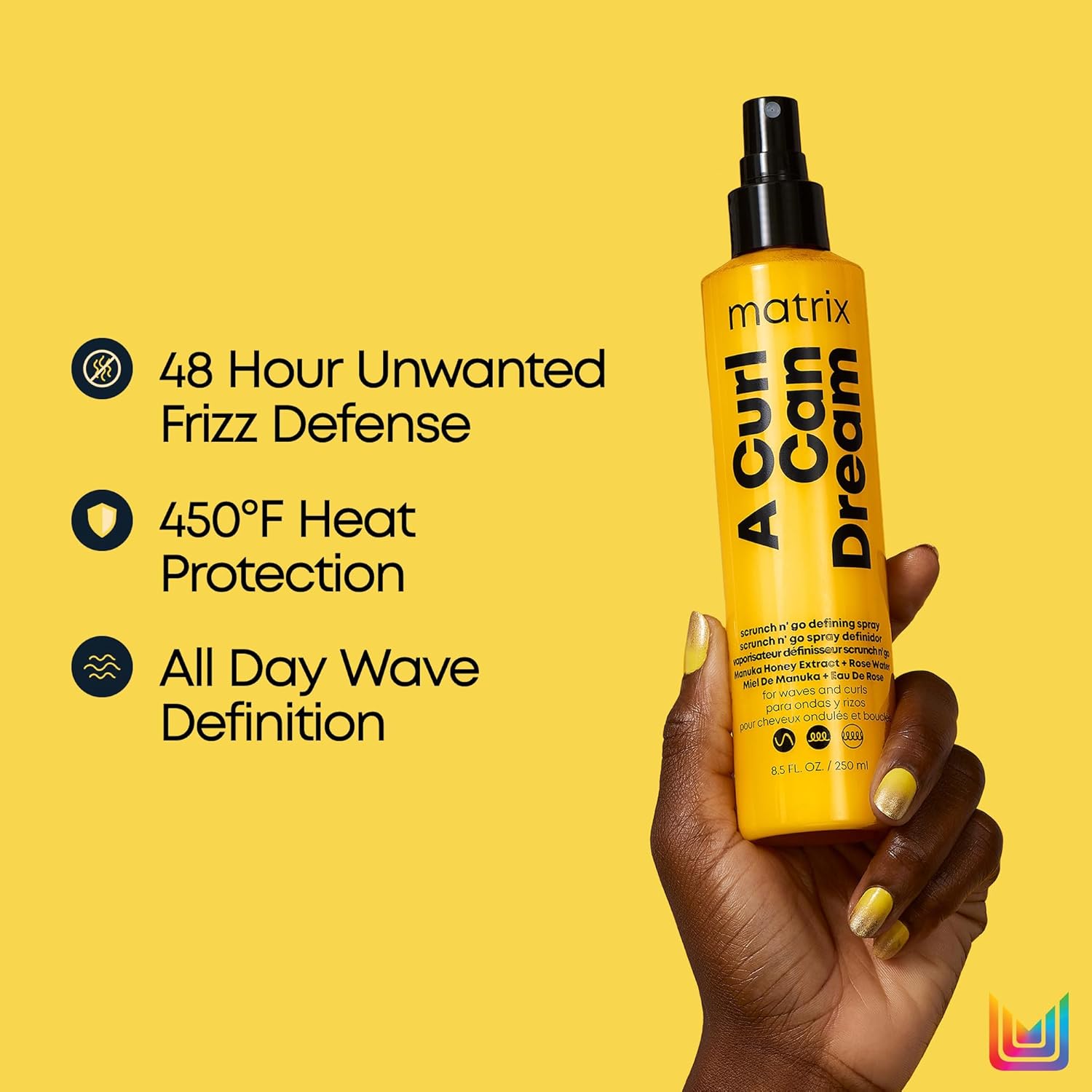 Matrix A Curl Can Dream Scrunch N' Go Defining Spray | For Wavy and Curly Hair | Frizz Control and Heat Protection Hair Spray | With Manuka Honey Extract and Rose Water : Beauty & Personal Care