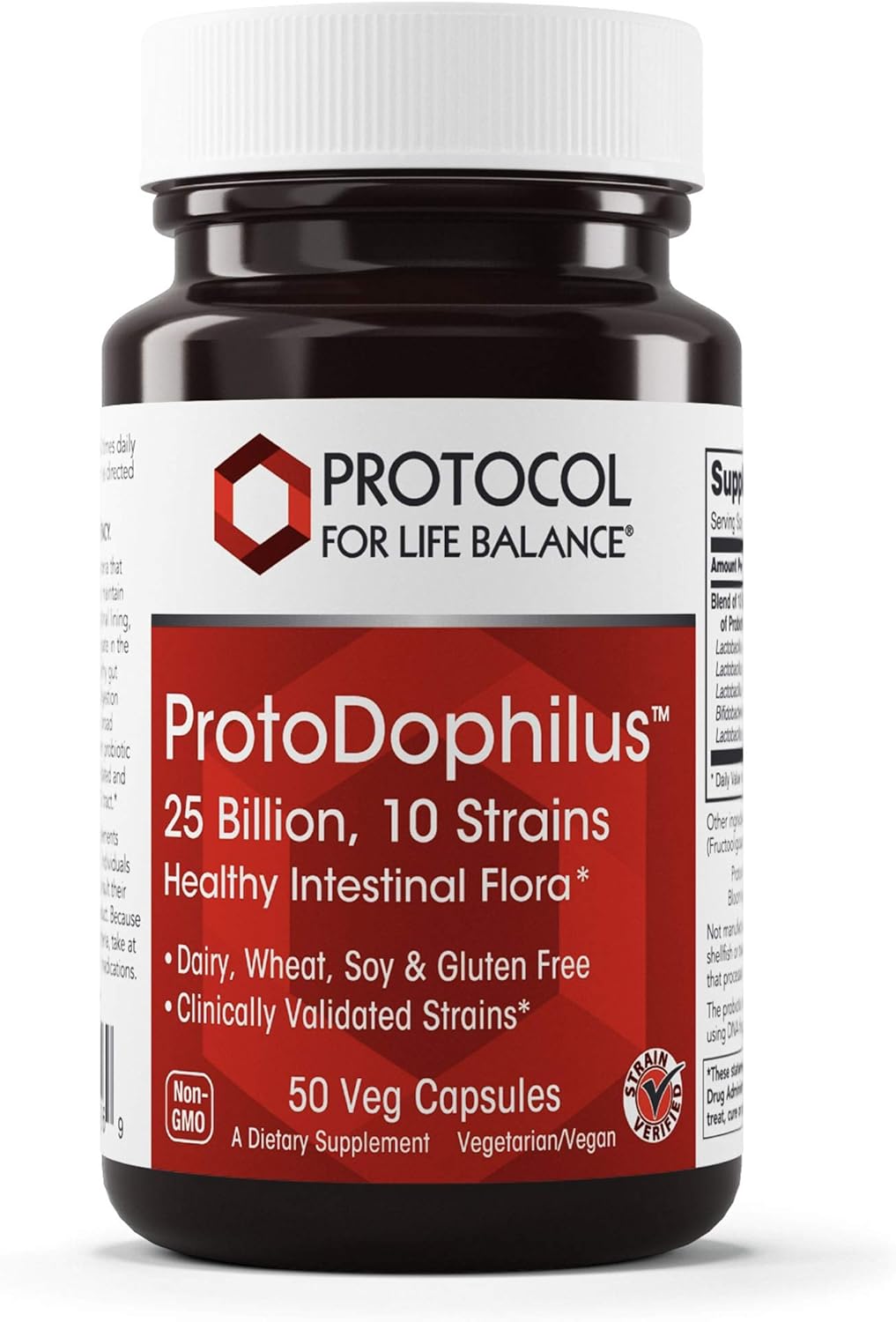 Protocol Proto Dophilus 25 Billion 10 Strains - Supports Digestive Gut Health, Immune System & Detox* - Dairy, Wheat, Soy & Gluten Free - Vegan & Nut Free - 50 Veg Capsules