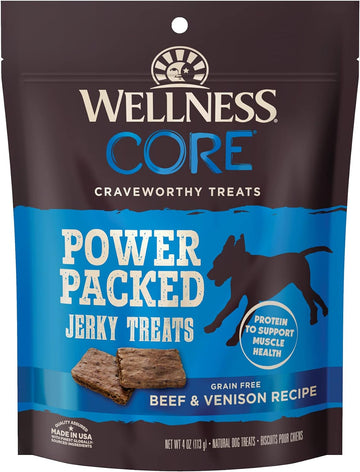 Wellness Core Pure Rewards, Grain-Free Tender Jerky Treats, Made In Usa (Venison Recipe, 4-Ounce Bag)