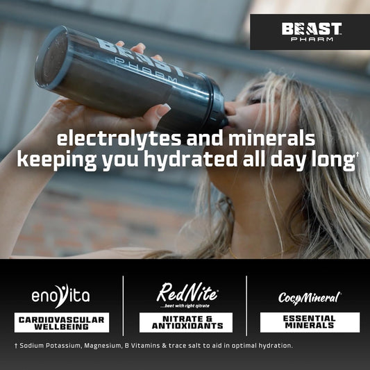 Beast | Electrolytes Powder | 60 Servings Keto Hydration Drinks + Potassium | 360G, Strawberry Kiwi