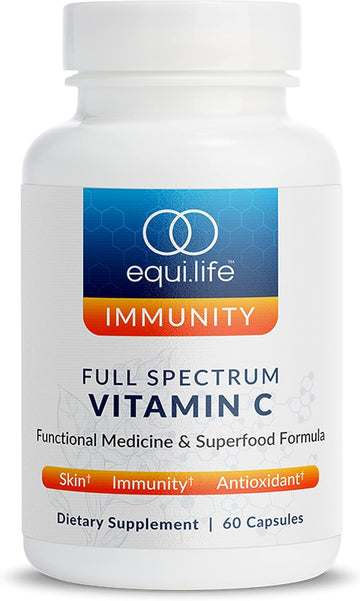 Equilife - Full Spectrum Vitamin C, Immune Support Supplement, Antioxidants Supplement, Promotes Promotes Long-Lasting Moisture In Skin, Helps Regulate Irritation Responses, Easy-To-Use (60 Capsules)