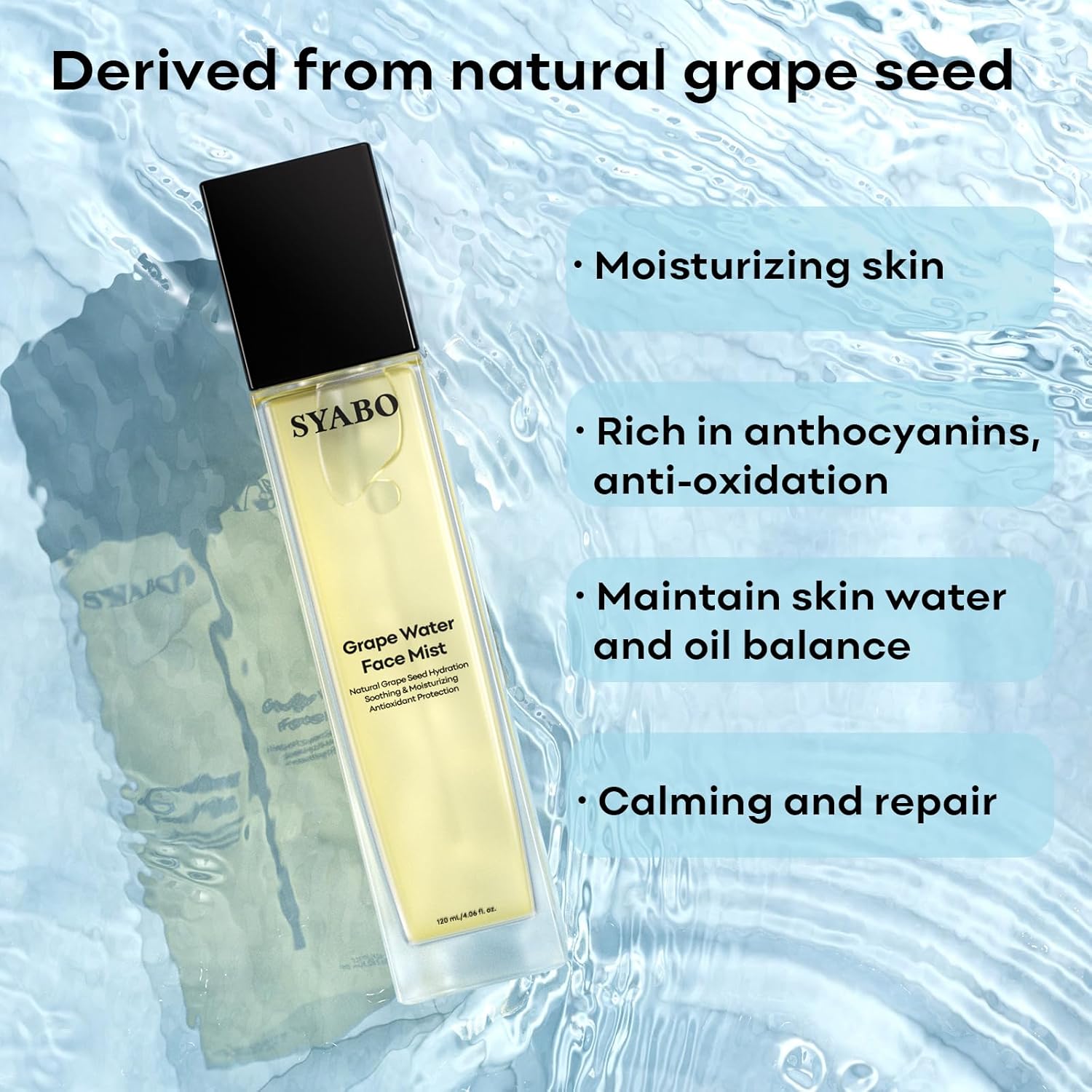 SYABO Grape Water Face Mist, Soothing Moisturizing Facial Spray with Natural Grape Seed Extract for All Skin : Beauty & Personal Care