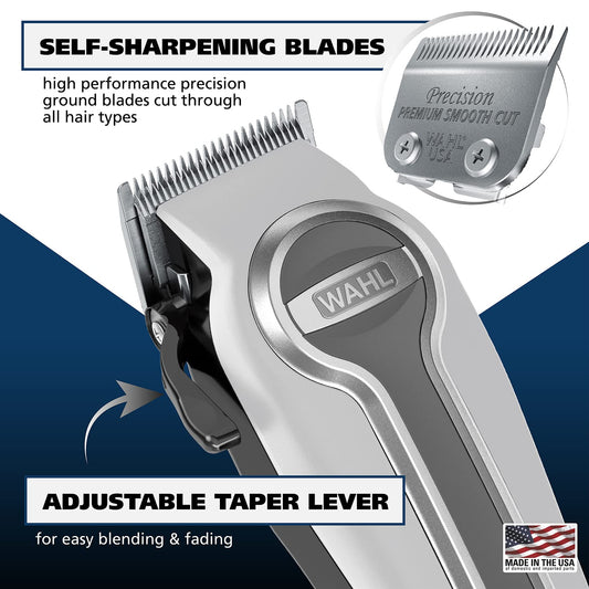 Wahl Usa Pro Series Premium Combo Corded Clipper And Cordless Trimmer Kit For Hair Clipping & Beard Trimming With Barbers Shears - Model 79804