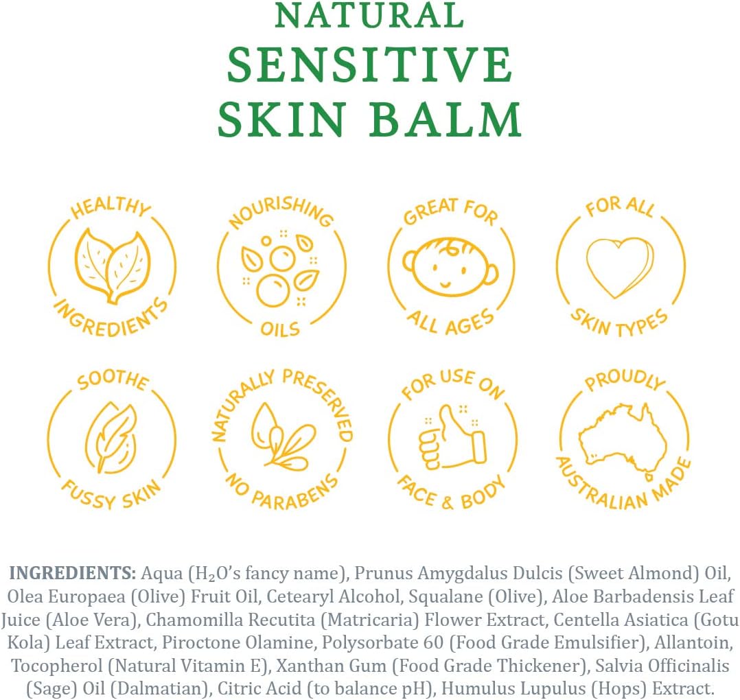 Moogoo Natural Sensitive Skin Balm - Relief For Dry, Itchy Skin With Soothing Ingredients. Also Suitable For Babies & Adults Prone To Eczema, Dermatitis & Psoriasis, 120G / 4.2Oz